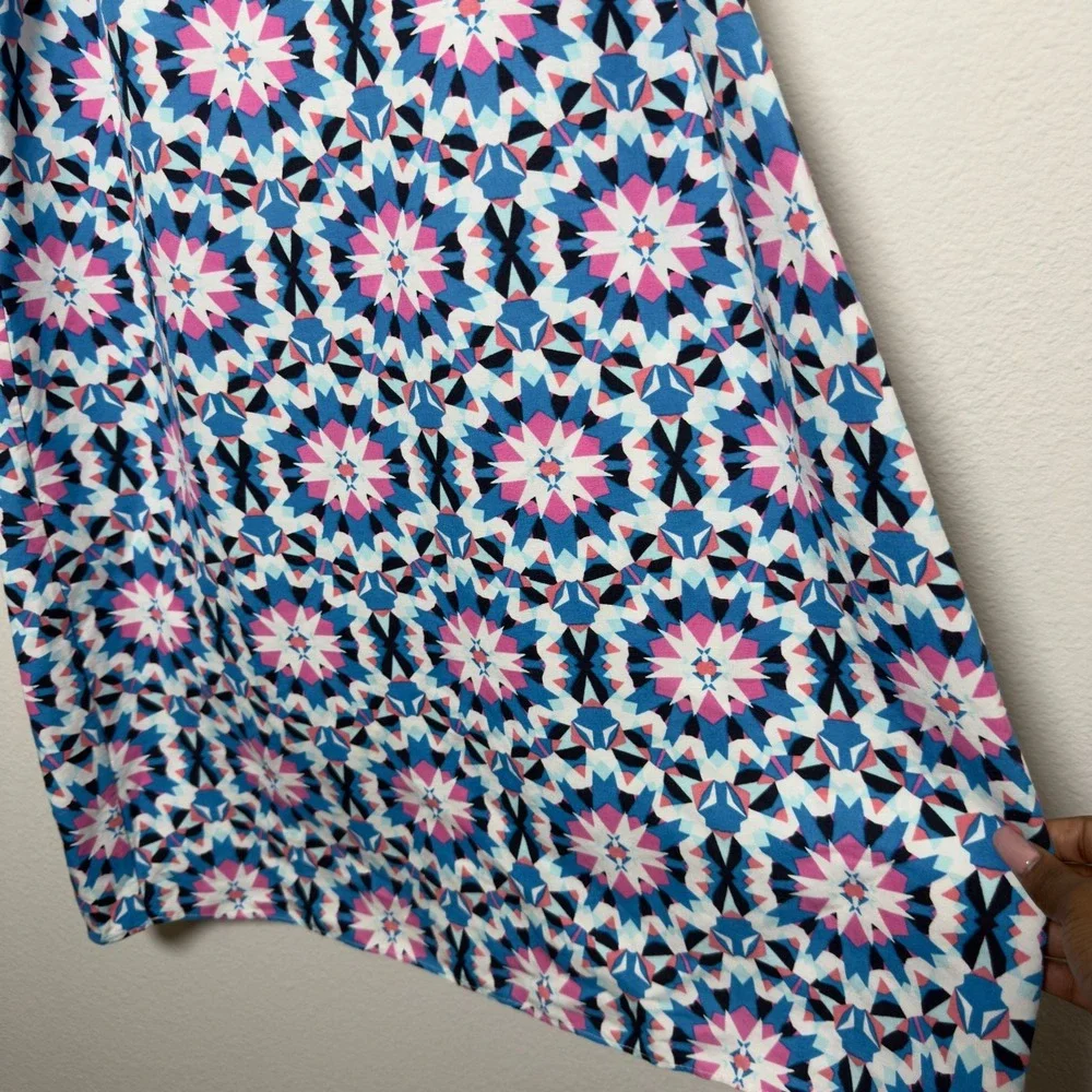 Crown and Ivy Women Linen‎ Shift Dress 14 Geometric Preppy Resort Vacation - Picture 5 of 9